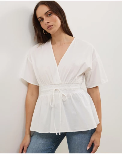 Atmos&Here - Elis Cotton Gathered Waist Top