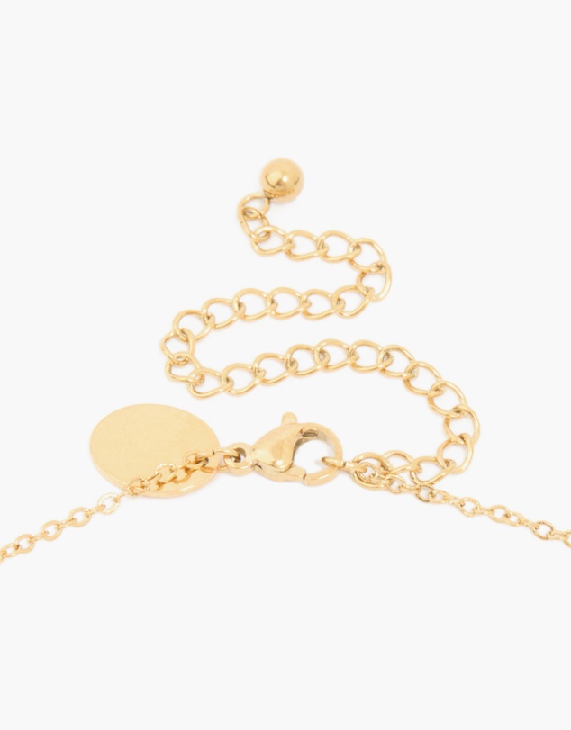 Lovisa - Waterproof Gold Plated Stainless Steel Pearl & Square Pendant Necklace Set