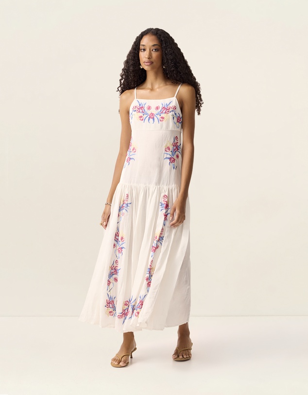 MOS The Label - Tulip Embroidery Midi Dress