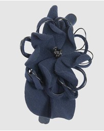 Max Alexander - Felt Navy Flower Winter Racing Fascinator