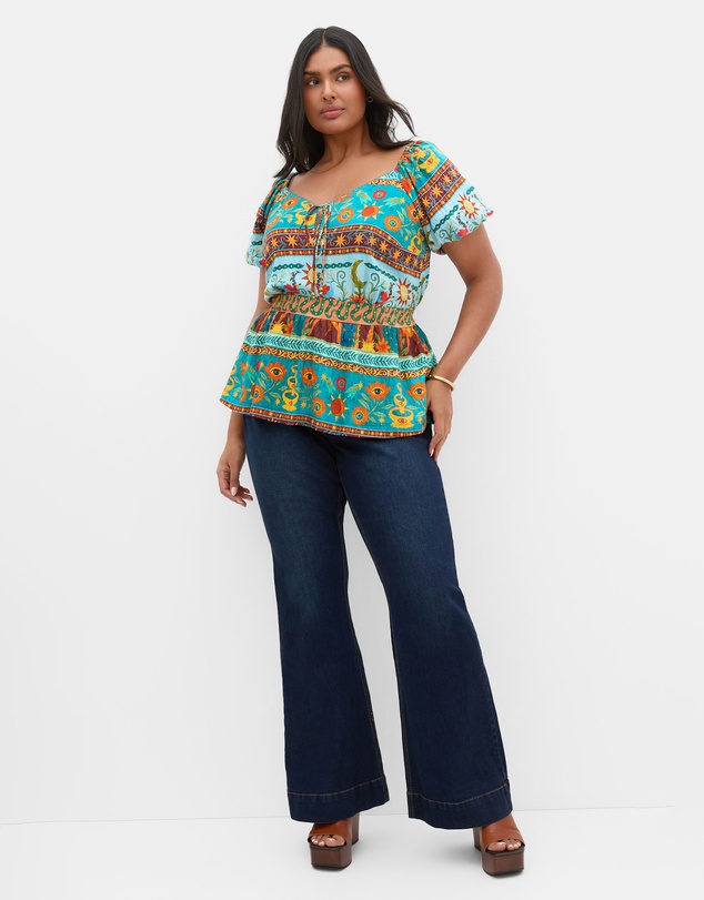 City Chic - Amaria Print Tie Front Top