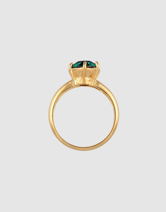 Elli Jewelry - Green Crystal Solitaire Ring in Gold-Plated 925 Silver