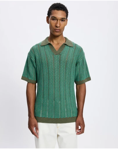 Scotch & Soda - Open Structured Knitted V-Neck Polo