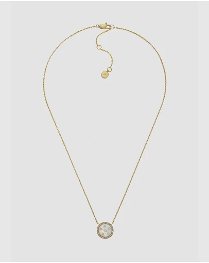 Fossil - JEWELRY Classic Mother-of-Pearl Gold-Tone Pendant Necklace