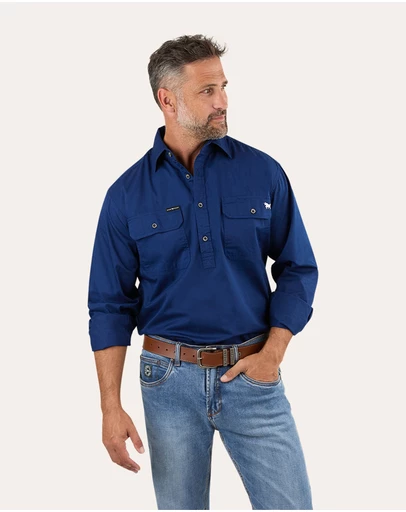 Ringers Western - King River Mens Half Button Work Shirt