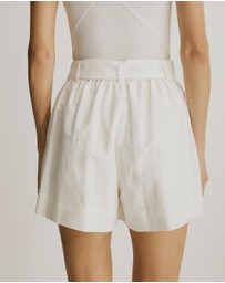 Atmos&Here - Zuri Belted Linen Blend Shorts