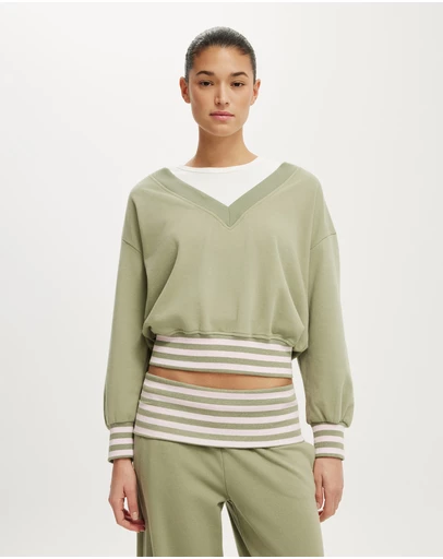 Cotton On - V Neck Fleece Sweatshirt