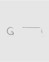 Wanderlust + Co - Alphabet Bubble Silver Stud Earrings - Letter G