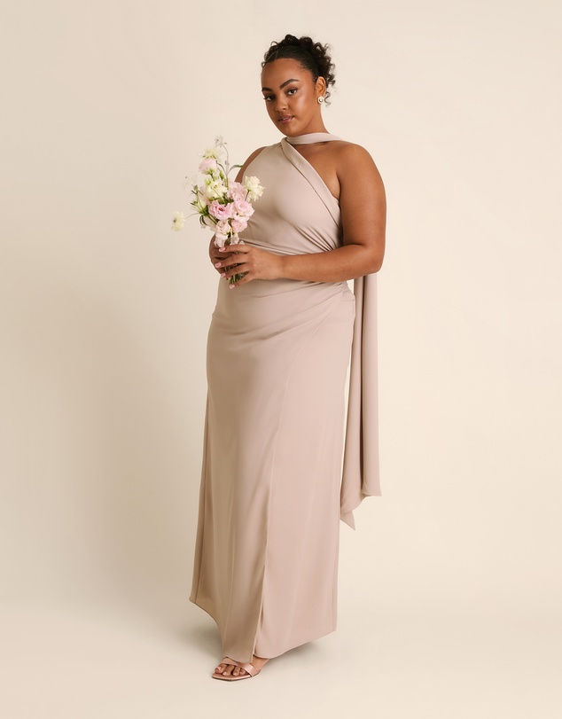 Six Stories - One Shoulder Neck Tie Chiffon Bridesmaid Dress
