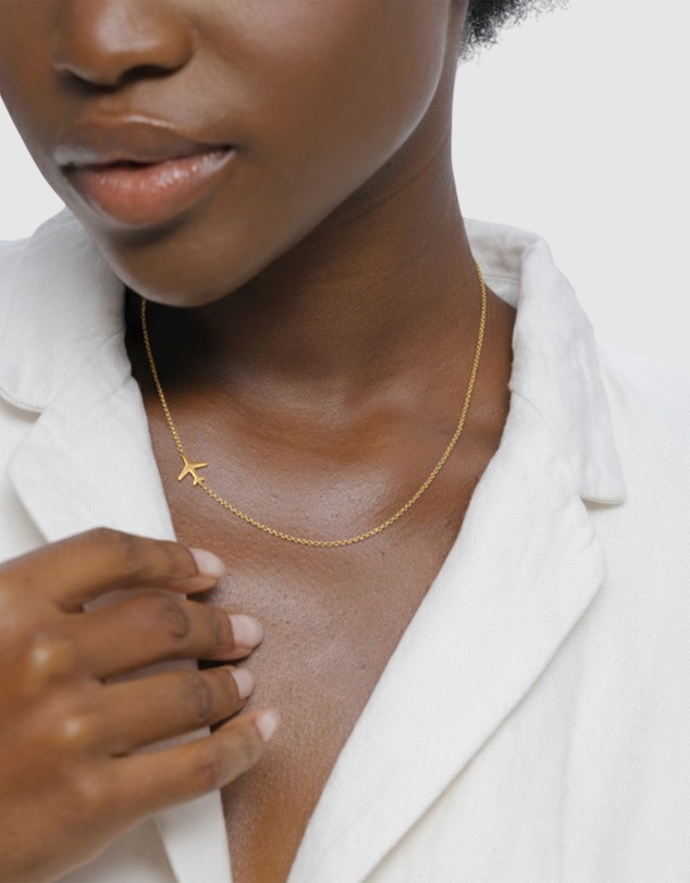 Elli Jewelry - Aeroplane Travel Necklace in Gold-Plated 925 Silver