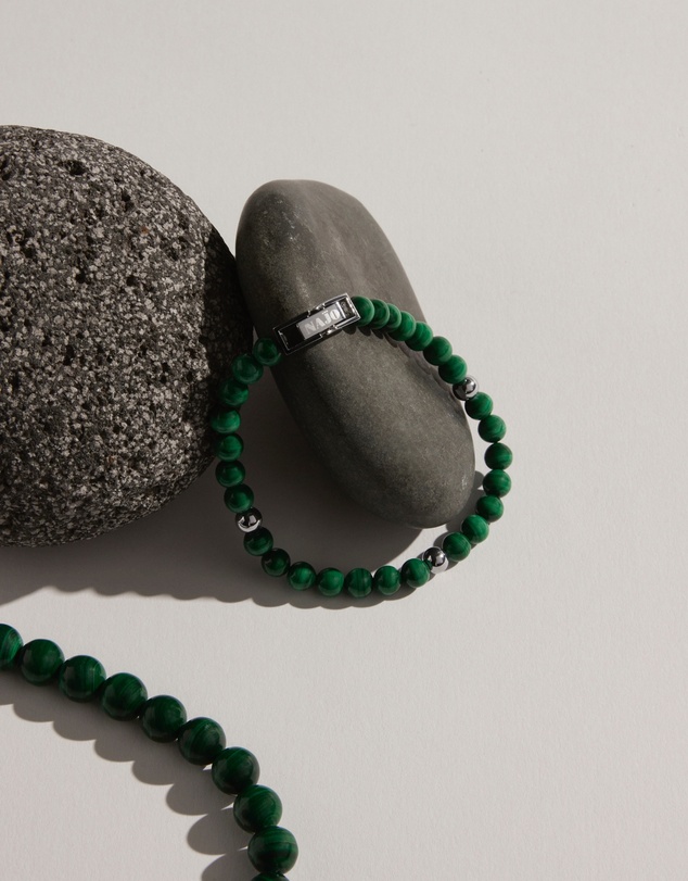 Najo - Atlas 6mm Malachite & Steel Bracelet