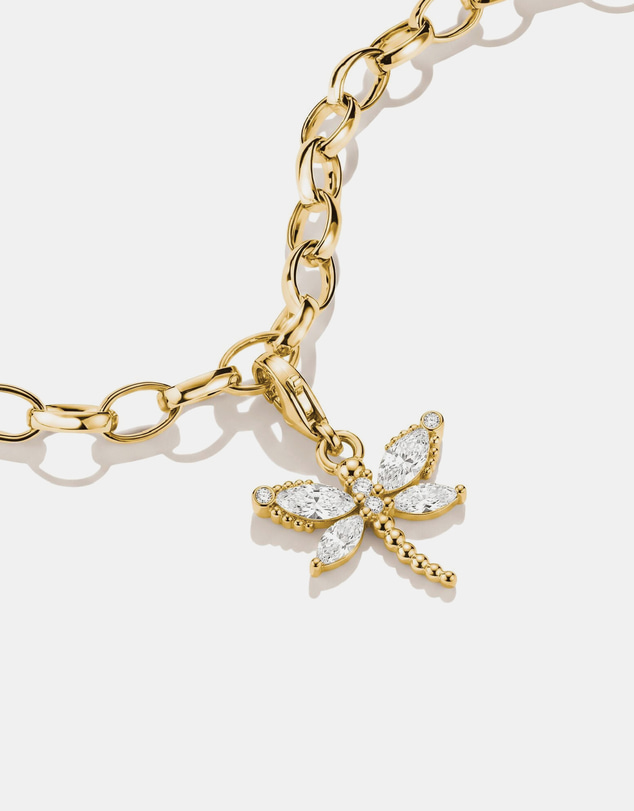 THOMAS SABO - Gold-Plated Dragonfly Charm with White Zirconia