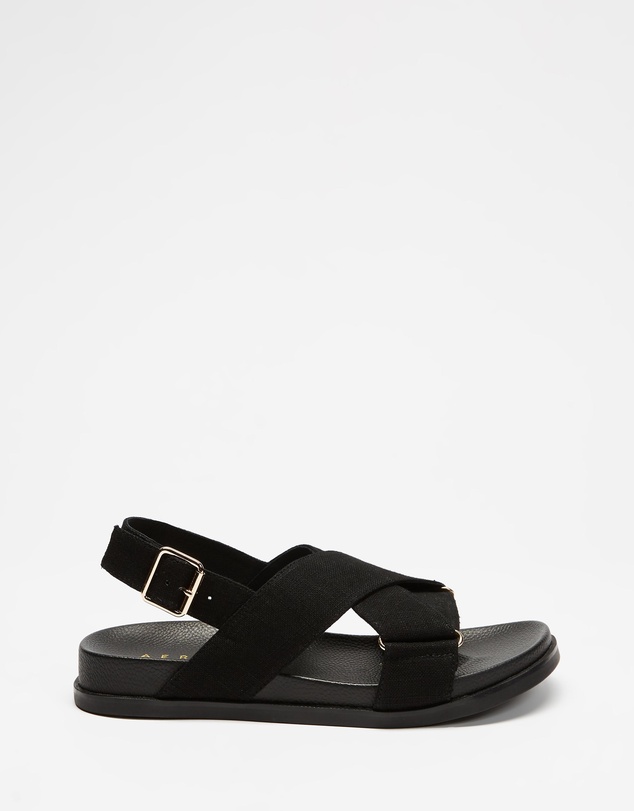 AERE - Linen Crossover Footbed Sandals