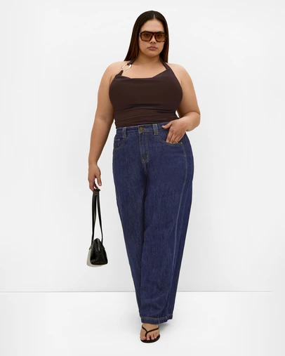 City Chic - Plus size Emmy Hardware Cowl Neck Top - chocolate