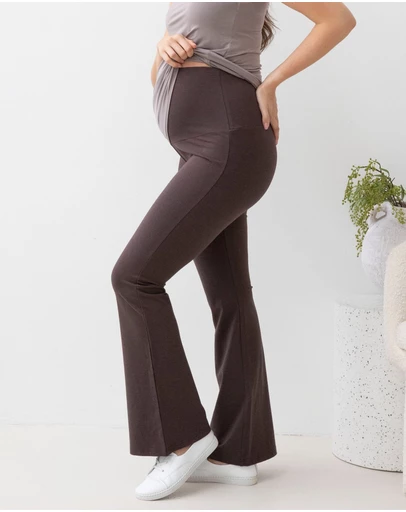 Angel Maternity - New Deluxe Flare Maternity Legging Pants in Black