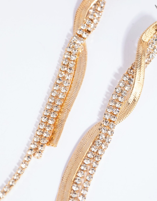 Lovisa - Gold Flat Snake & Cup Chain Drop Earrings