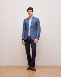 Trenery - Cotton Linen Collared Knit Polo in Ice Blue