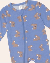Huxbaby - Vintage Blue Bunny Zip Romper - Babies