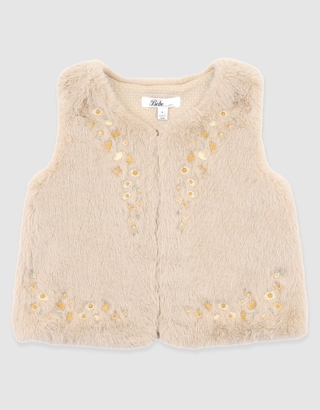Bebe by Minihaha - Winnie Emb. Faux Fur Vest 3-7 Yrs