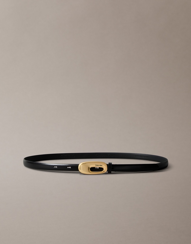 Calvin Klein - Full Grain Leather Skinny Chunky Buckle Belt