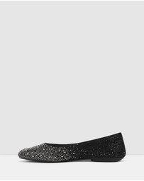 Rollie - Ballet Square Toe Rhinestone Flat