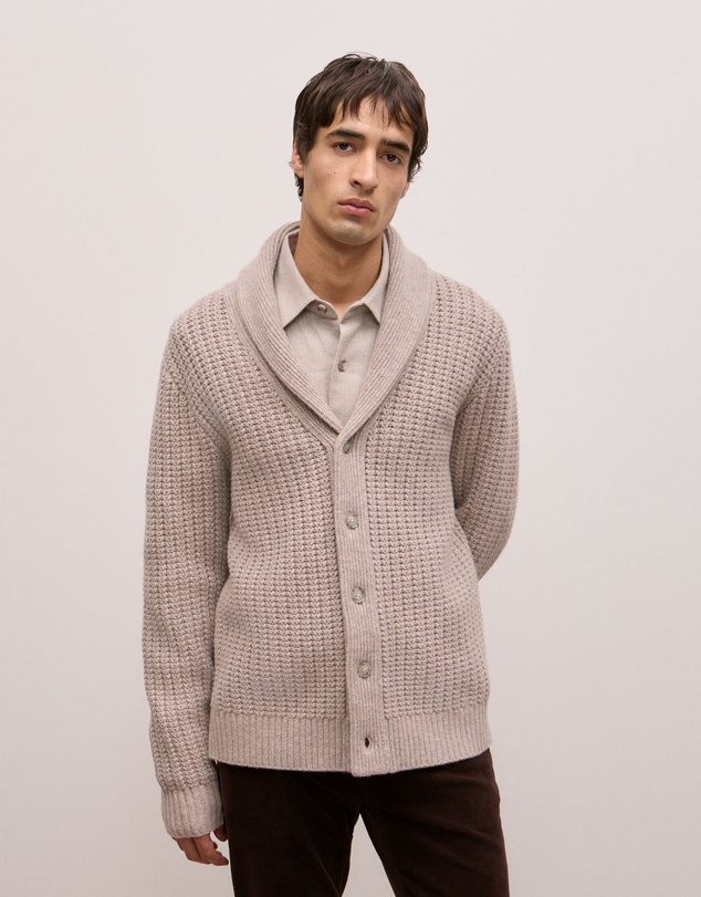 Trenery - Merino Textured Shawl Cardigan in Cinder