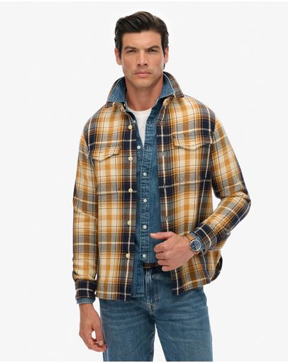 Homestead Yellow Navy Check