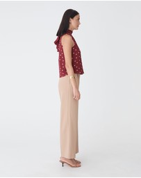 Forcast - Lottie Printed Tie Neck Top