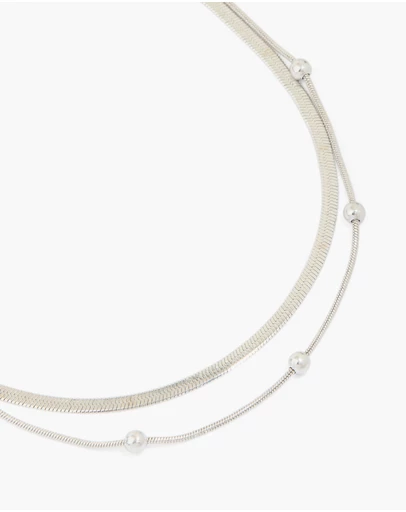 Lovisa - Waterproof Stainless Steel Snake Chain & Ball Charm Layered Necklace