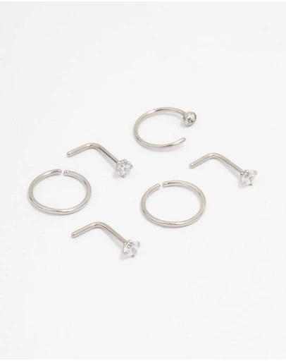 Lovisa - Surgical Steel Diamante Nose Piercing 6-Pack