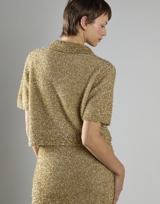 Glamorous - Button-Front Collar Short Sleeve Top