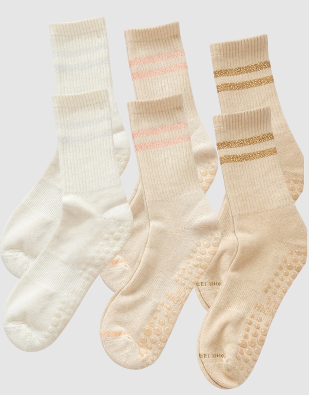 High Heel Jungle - Varsity Pilates Yoga Grip Socks - 3 Pack