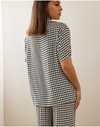 Atmos&Here - Ruby Houndstooth Long PJ Set