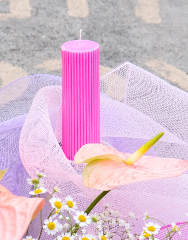 XRJ Celebrations - Pillar Neon Pink Candle