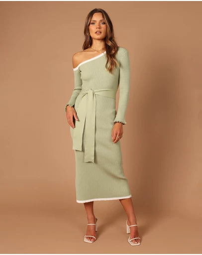 Petal & Pup - Milan Off Shoulder Midi Dress - Sage