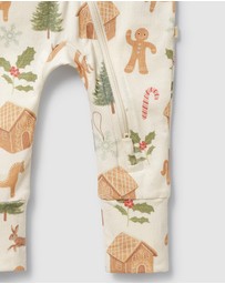 Wilson & Frenchy - Christmas Holly Jolly Magic Organic Zipsuit With Feet - Babies