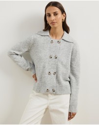 Atmos&Here - Aspen Knit Wrap Cardigan With Collar