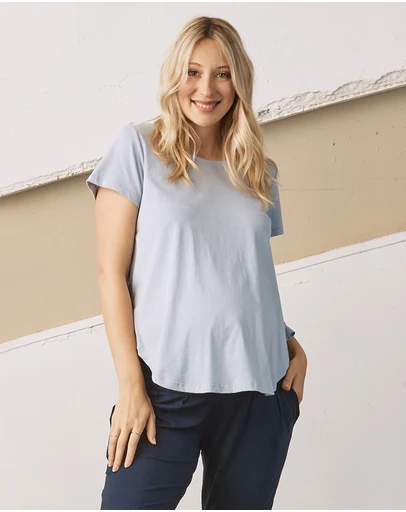 Angel Maternity - Maternity Cotton Tee -  Blue