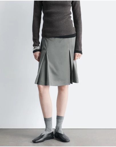 & Other Stories - Pleated Knee-Length Satin Skirt