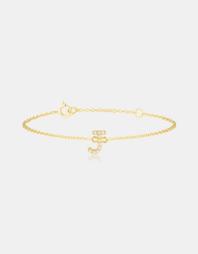 The Silver Collective - A-Z Letter Bracelet Gold - J