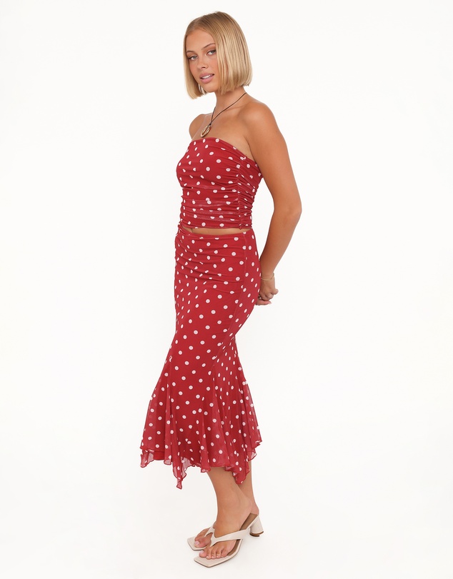 Petal & Pup - Tullia Mesh Midi Skirt - Red Polka Dot