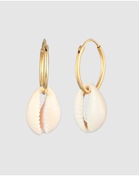 Elli Jewelry - Earrings Creoles Trend with Kauri Shell in 925 sterling silver gold plated