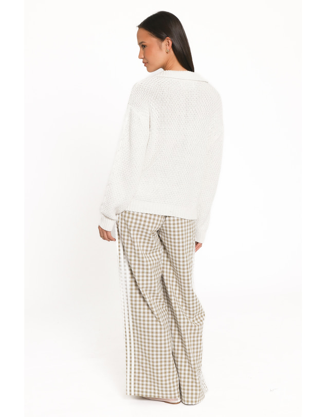 Petal & Pup - Rema Quarter Zip Cable Sweater - Ivory Marl