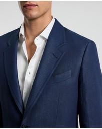 Calibre - Textured Linen Blend Blazer Denim Blue