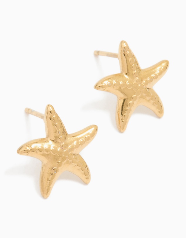 Lovisa - Waterproof Gold Plated Stainless Steel Textured Starfish Stud Earrings