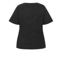City Chic - Plus size Wild Beauty Tee - black acid wash