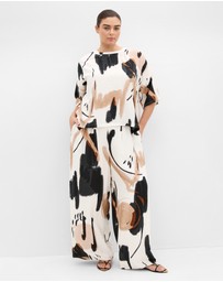 City Chic - Plus size Alexi Exhibit Print Pant - ivory