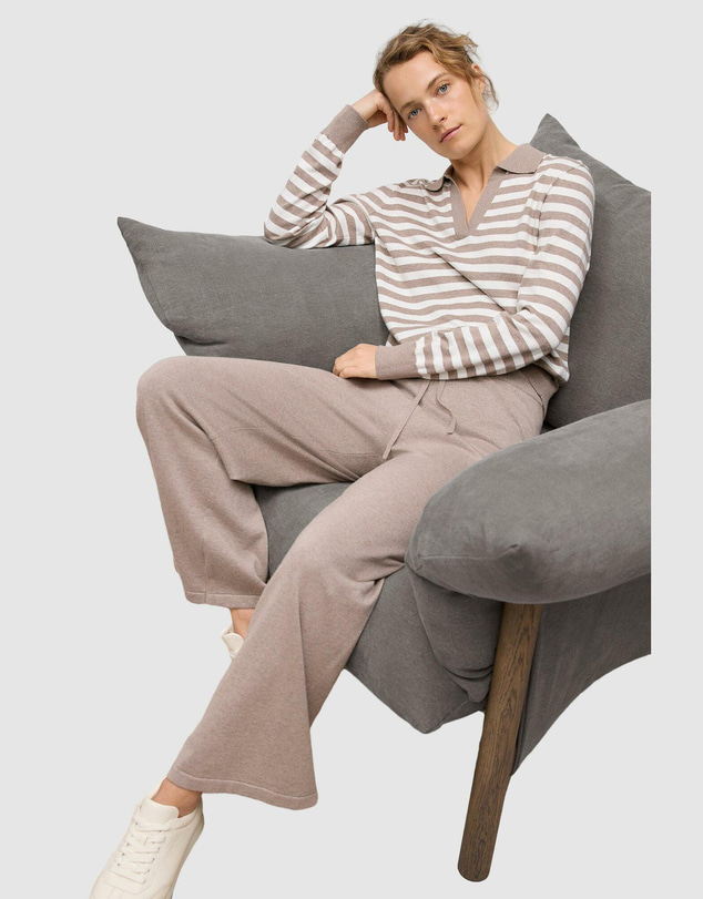 Trenery - Cotton Cashmere Stripe Knit Polo