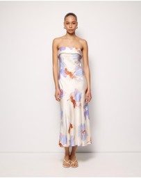 AERE - Nila Satin Bias Cut Strapless Dress