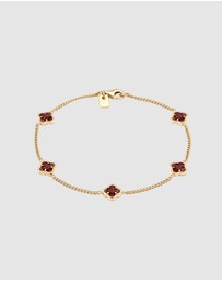 Kuzzoi - ICONIC EXCLUSIVE - Bracelet Male Cloverleaf Enamel Red 925 Sterling Silver Gold Plated